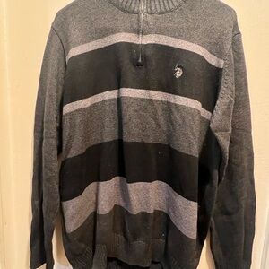 U.S. Polo Assn. Men's Gray and Black Zip Up Sweater